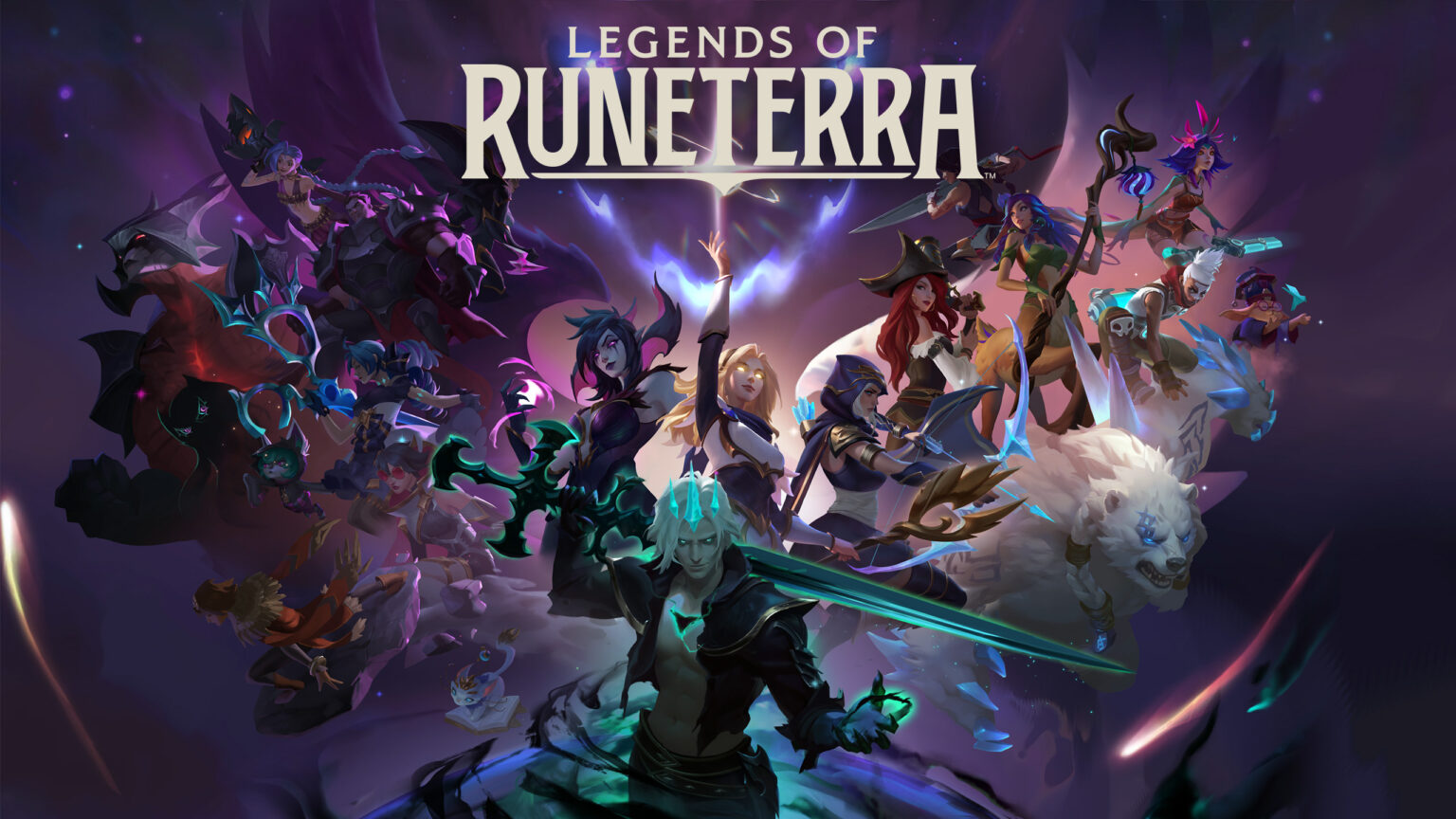 Legends of Runeterra Live Player Counter And Statistics 2026 Legends of Runeterra card game artwork showing champion cards in play, illustrating an article on live player counts, regional distribution, mobile revenue and Twitch viewership statistics for 2026.